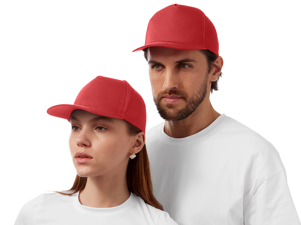 Бейсболка Mix 5-ти панельная 180 гр, красный-0