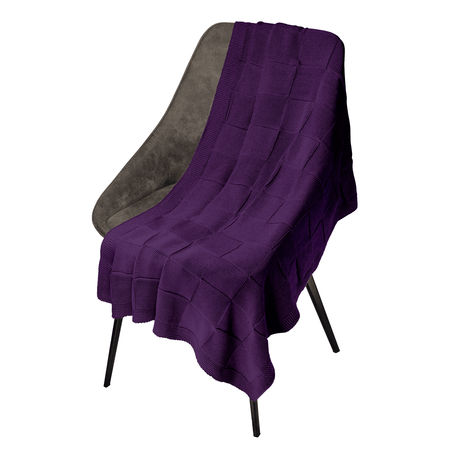 Плед Cella вязаный, фиолетовый (без подарочной коробки)-0