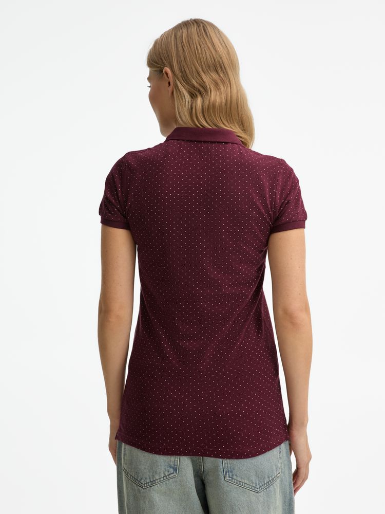 Рубашка поло женская Brandy Women, бордовая с белым-3