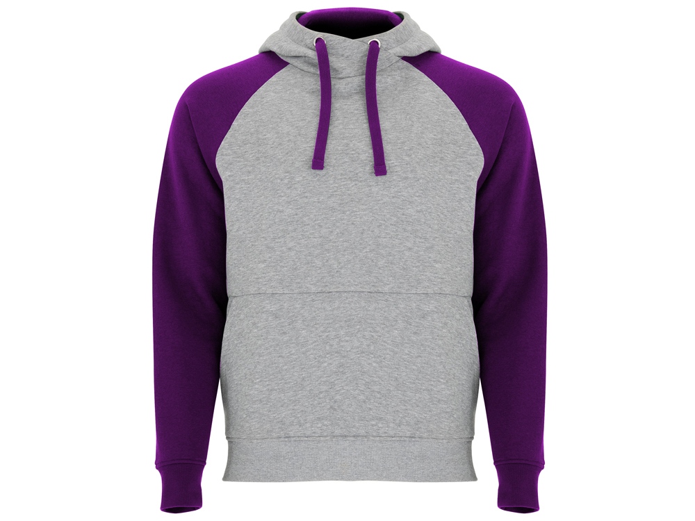 Толстовка с капюшоном Badet мужской, серый меланж/фиолетовый-0