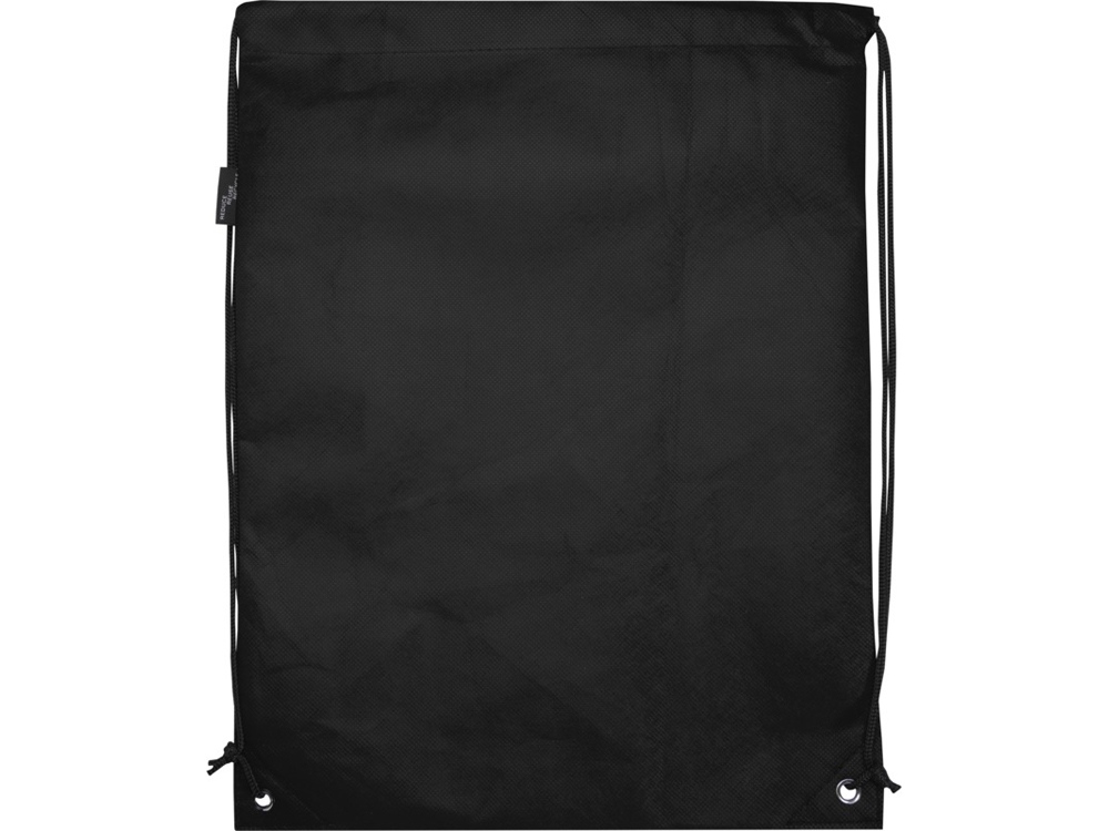 Рюкзак-мешок  на шнурке Evergreen из переработанного нетканого материала, сплошной черный-2