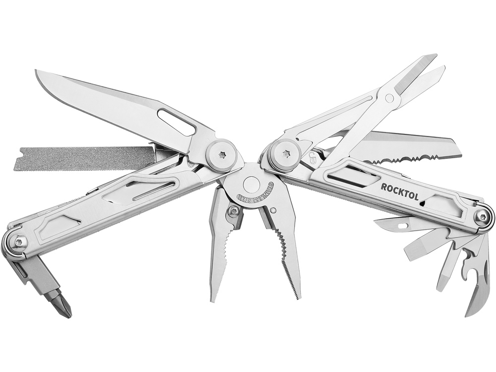 Мультитул Rocktol 29 в 1 со сменными резцами и пилой, нержавеющая сталь, нейлоновый чехол-1