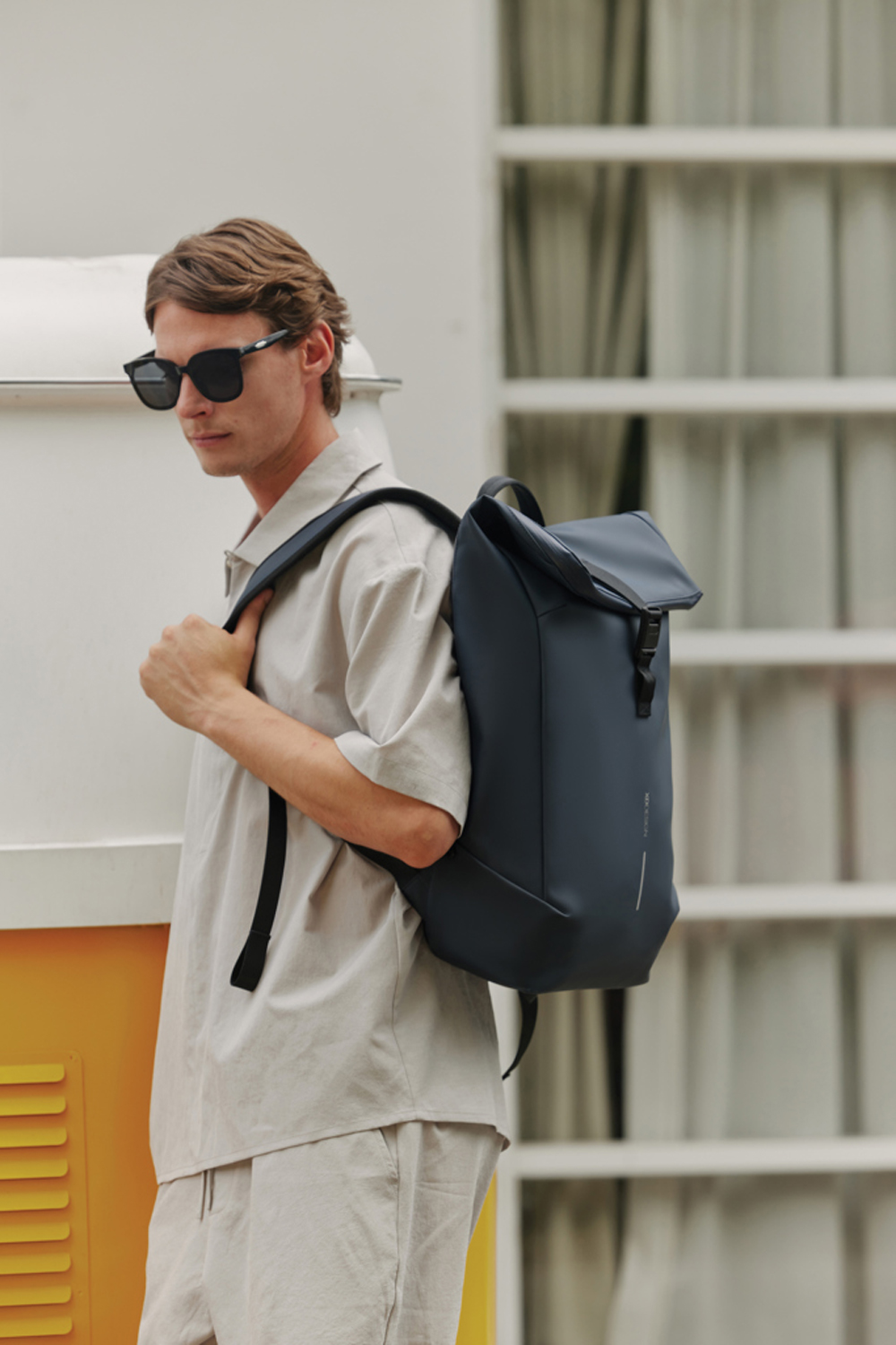 Антикражный водонепроницаемый рюкзак Urban Flap-Top, темно-синий-4