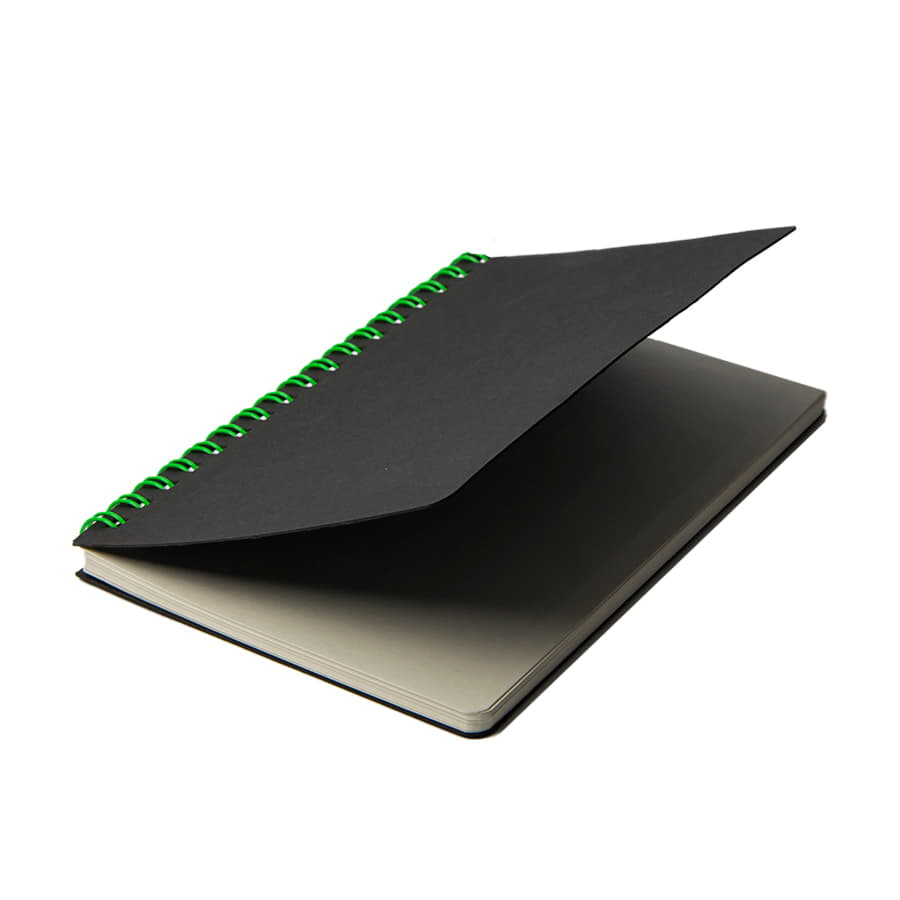 Блокнот на двойной пружине HELIX MINI, 105 х 150  мм, черный с зелёным, блок в клетку, черный, зеленый-4