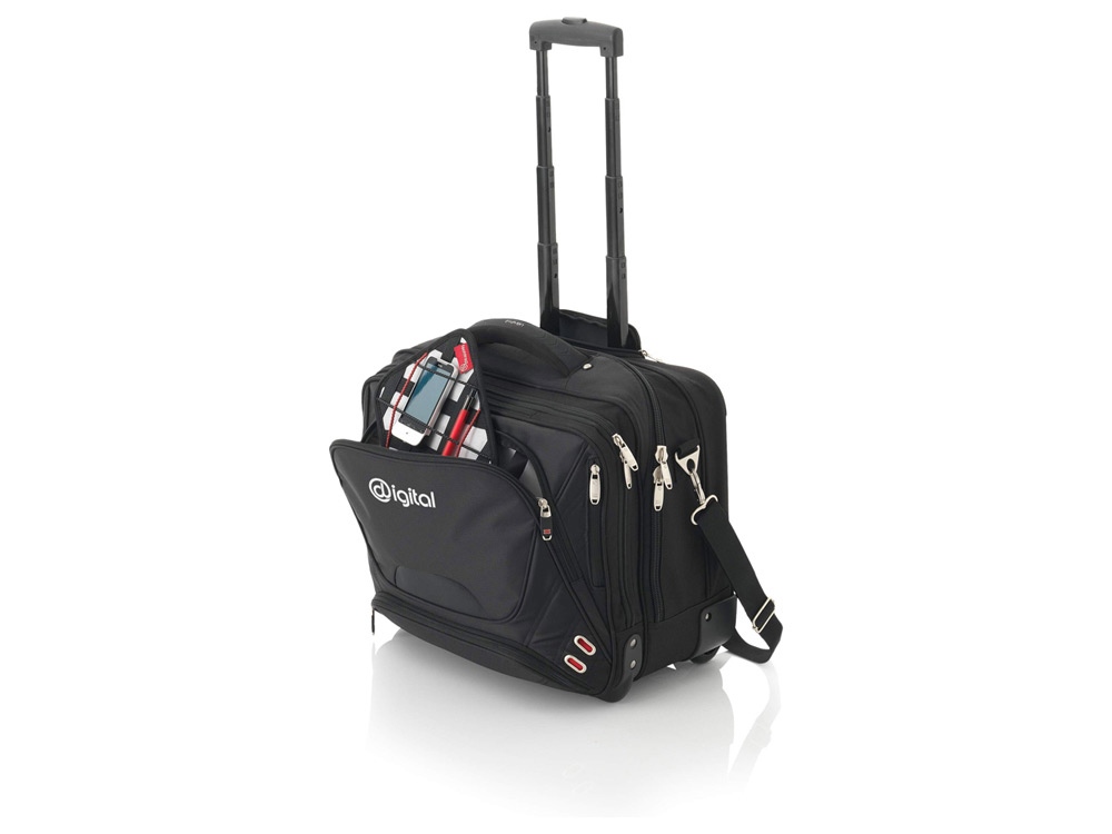 Чемодан на колесиках Proton, удобная для прохождения досмотра, черный-1