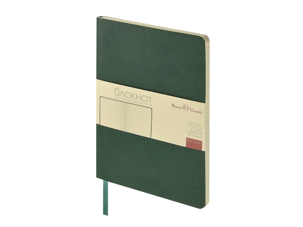 Блокнот А5 Megapolis Flex Loft, зеленый-0