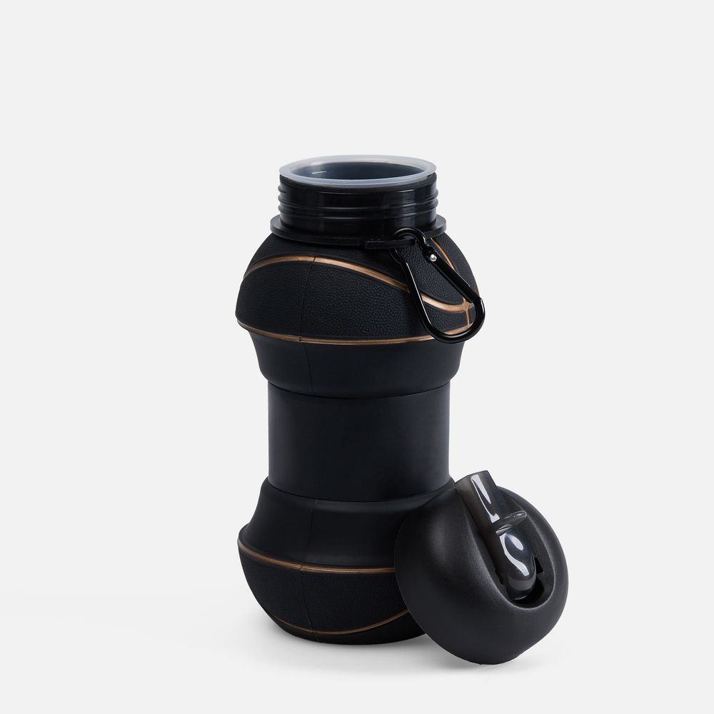 Складная бутылка для воды Basketball Flex, черная-1