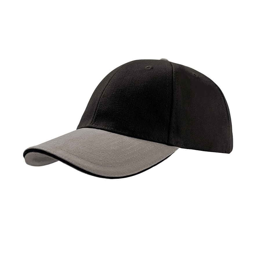 Бейсболка LIBERTY SANDWICH, 6 клиньев, сэндвич, металлическая застежка, черный, серый-0