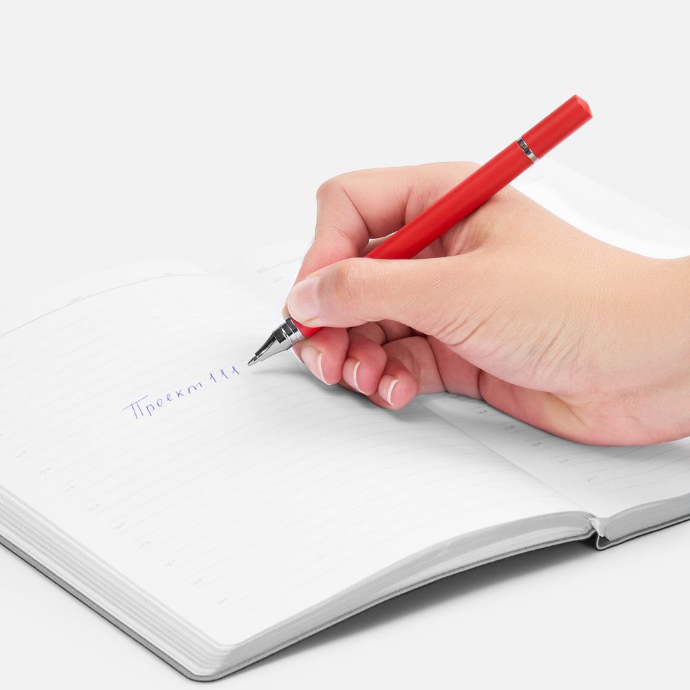 Ручка шариковая и вечный карандаш Diptych, ярко-красная-2