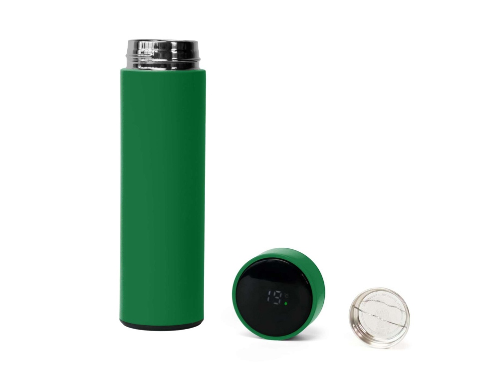 Термос FAMILY MARK LED, soft touch (Зелёный)-0