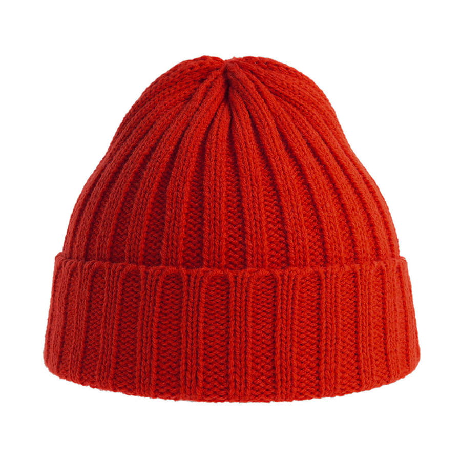 Шапка вязаная SHORE с отворотом из материала rPET/рециклированного полиэстера, красный-5