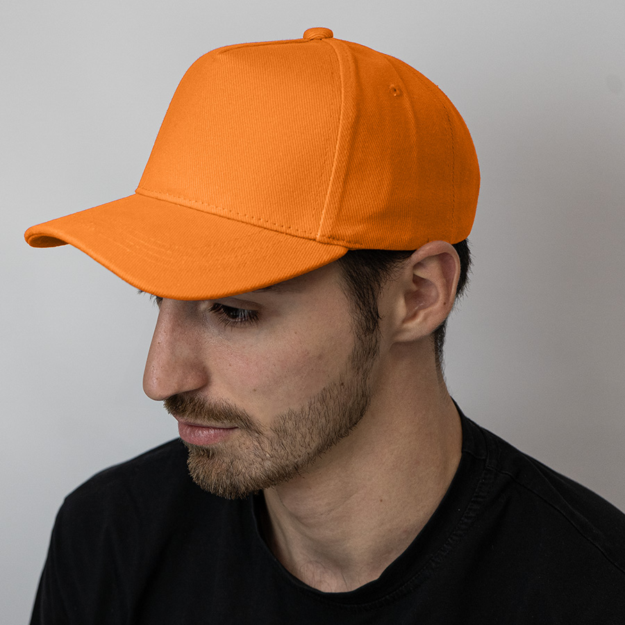 Бейсболка BOSTON, 5 клиньев, металлическая застежка, оранжевый-1