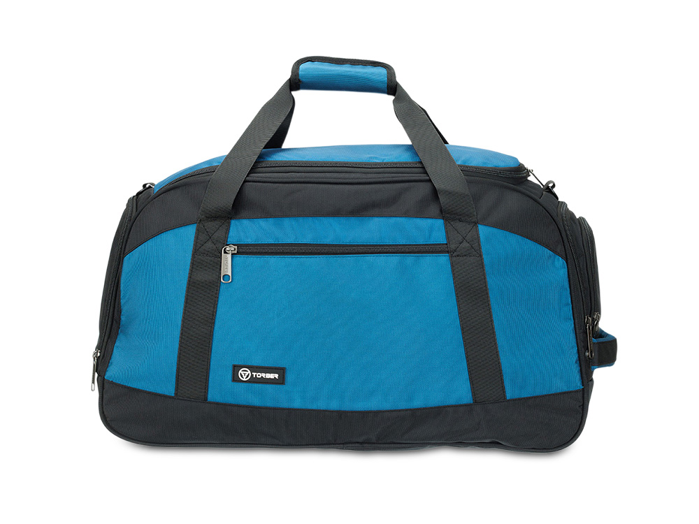 Сумка спортивная TORBER, синий/черный, полиэстер, 52 х 25 х 30 см-0