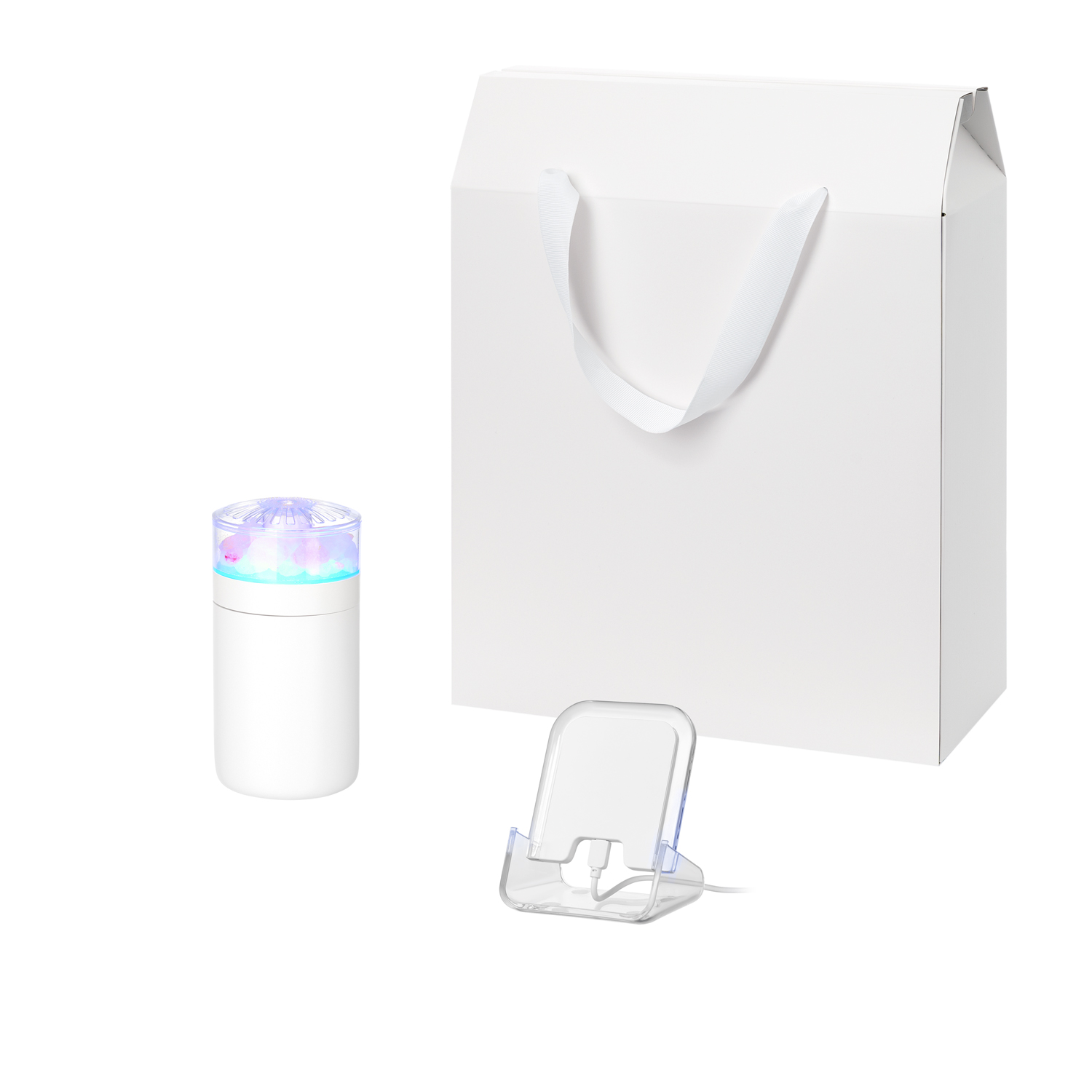 Подарочный набор Кристалл, Глосс НЕО (Crystal, Gloss NEO), белый (увлажнитель воздуха, зарядное устройство)-0