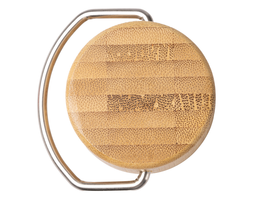 Термобутылка Нобук из переработанной нержавеющей стали, с бамбуковой крышкой, белый-4