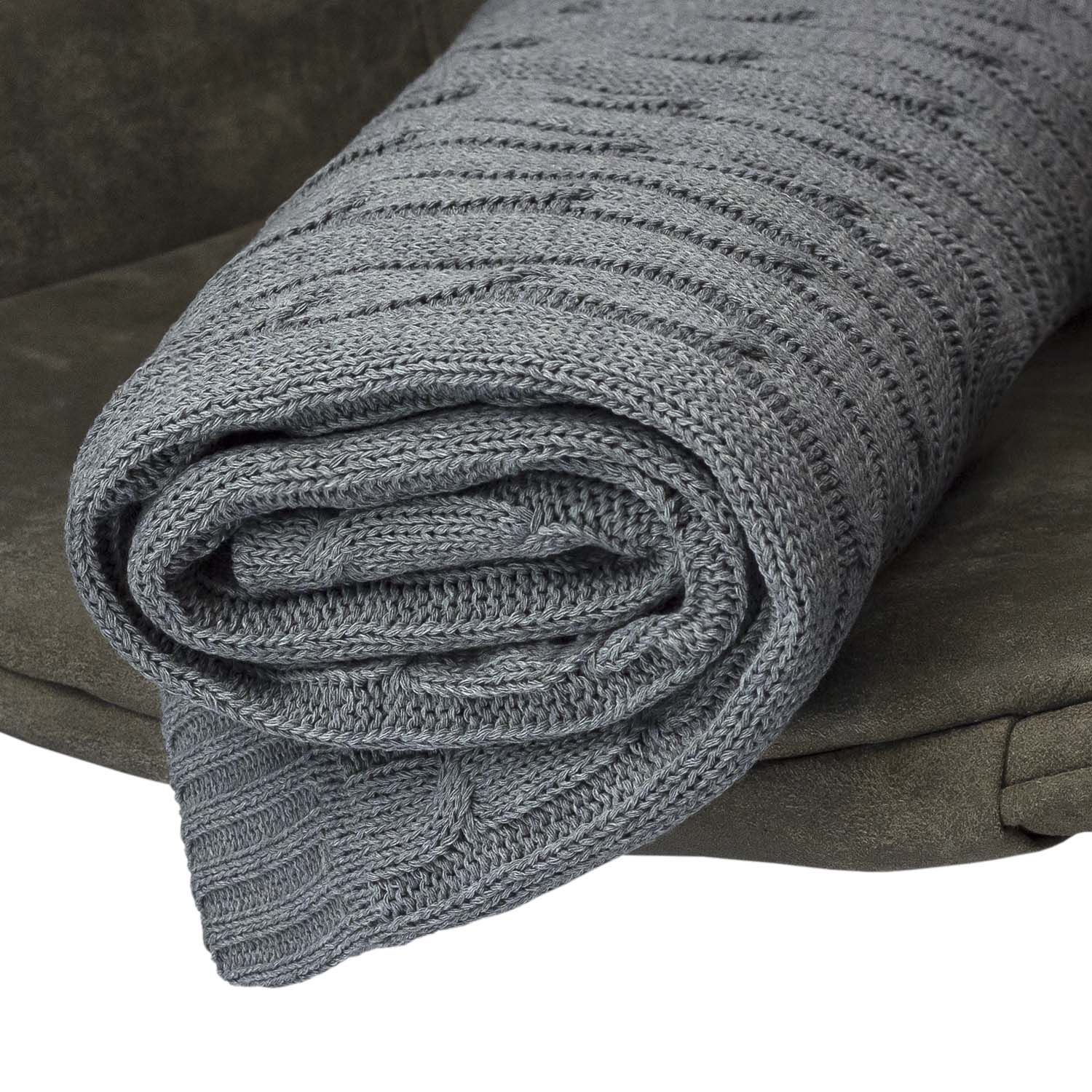 Плед Фадо (Fado) вязаный, серый (без подарочной коробки)-5