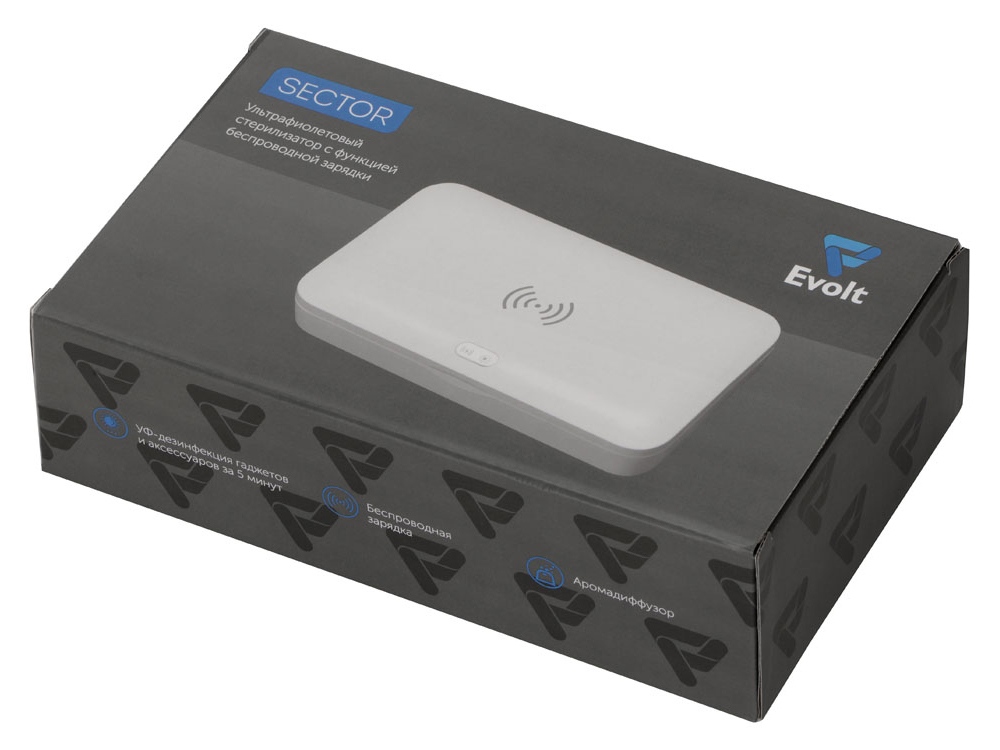 УФ-стерилизатор c функцией беспроводной зарядки Sector, Evolt, черный-10