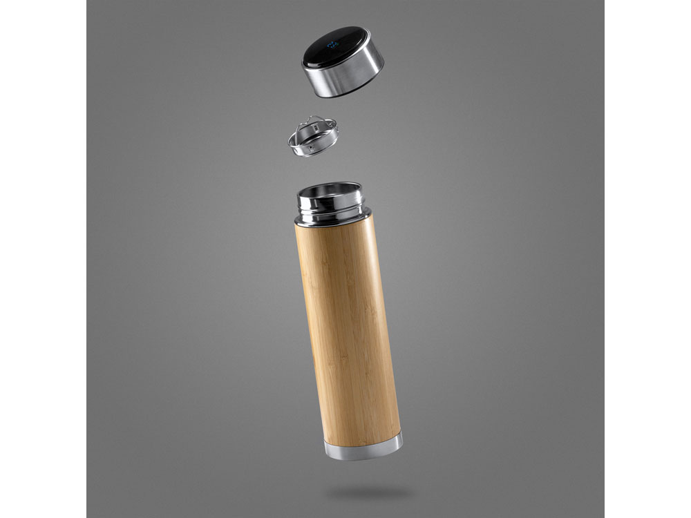 Термос CEDRO из нержавеющей стали 304 и бамбука с заварочным устройством, 480 мл, натуральный-4