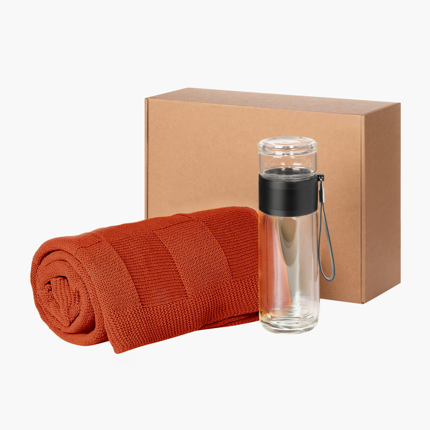 Подарочный набор Терсо (Terso), Селла (Cella), оранжевый (плед, термобутылка)-0
