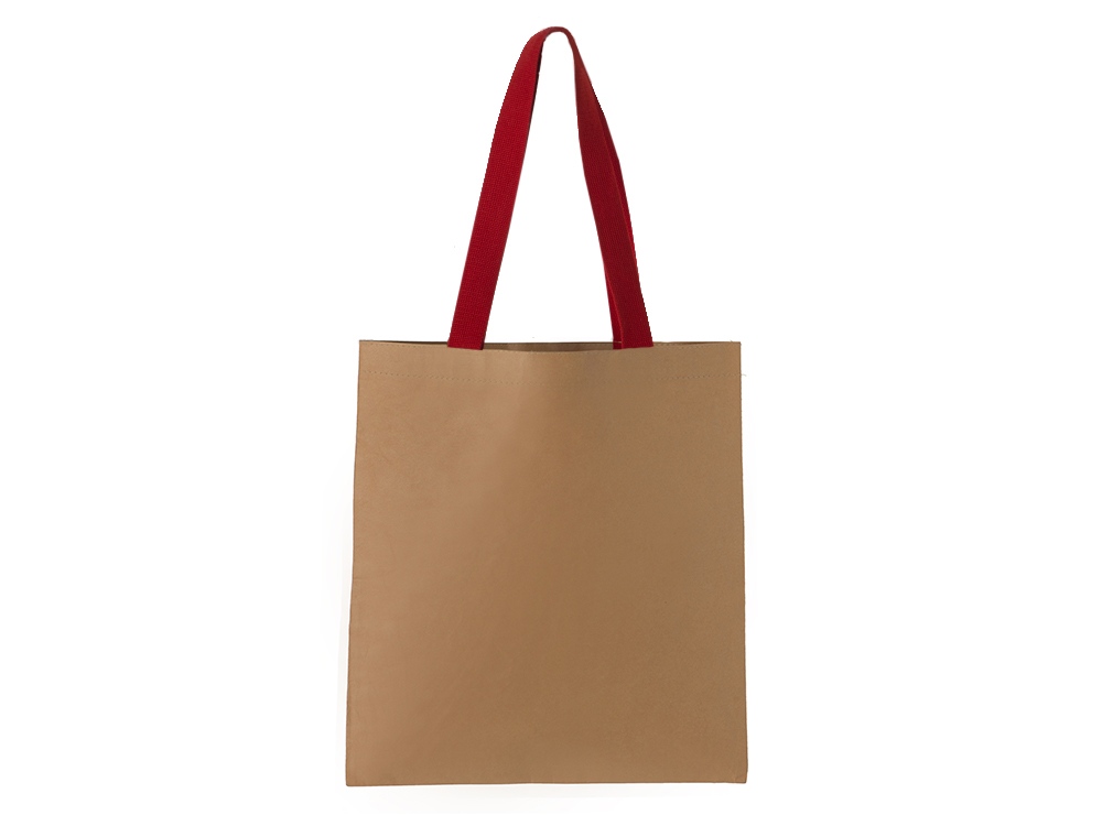 Сумка-шоппер Papyrus из моющейся крафт-бумаги, натруальный/красный-0