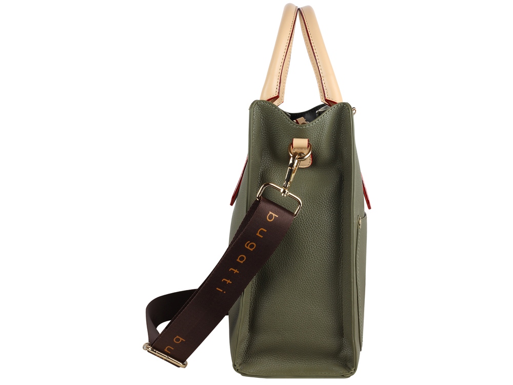 Сумка-портфель женская BUGATTI Ella, оливковая, полиуретан, 30х11,5х28 см-3