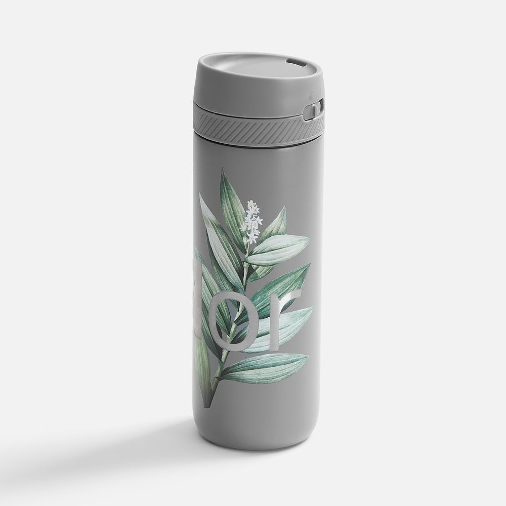 Термостакан X1 с цветной кнопкой, серый с зеленым-3