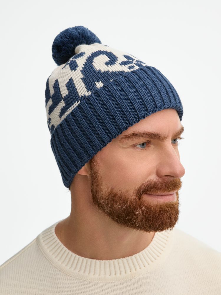 Шапка Wintertude, синяя с белым-3