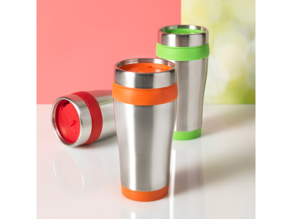 Термостакан Elwood c изоляцией, серебристый/красный-4