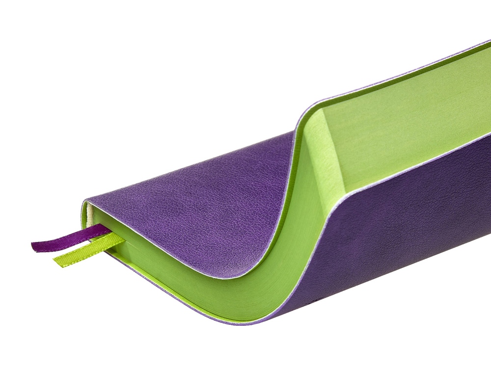 Ежедневник А5 датированный Boston 2026, фиолетовый с салатовым обрезом-5