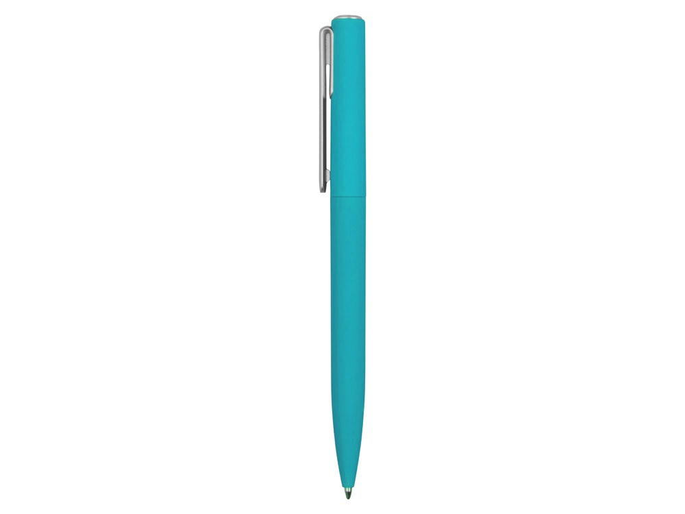 Ручка шариковая пластиковая Bon с покрытием soft touch, бирюзовый-2