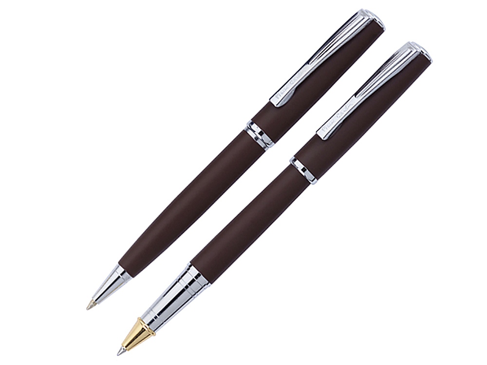 Набор Pierre Cardin PEN&PEN: ручка шариковая + роллер. Цвет - коричневый матовый. Упаковка Е.-0