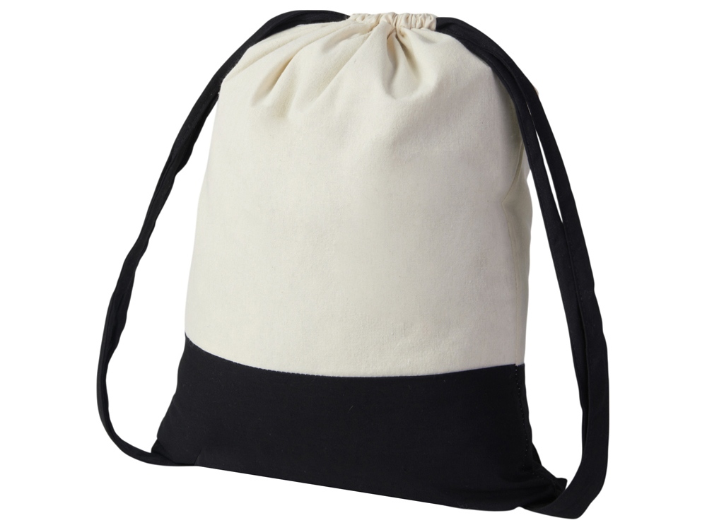 Рюкзак-мешок Cotton из хлопка 170 г, натуральный/черный-0