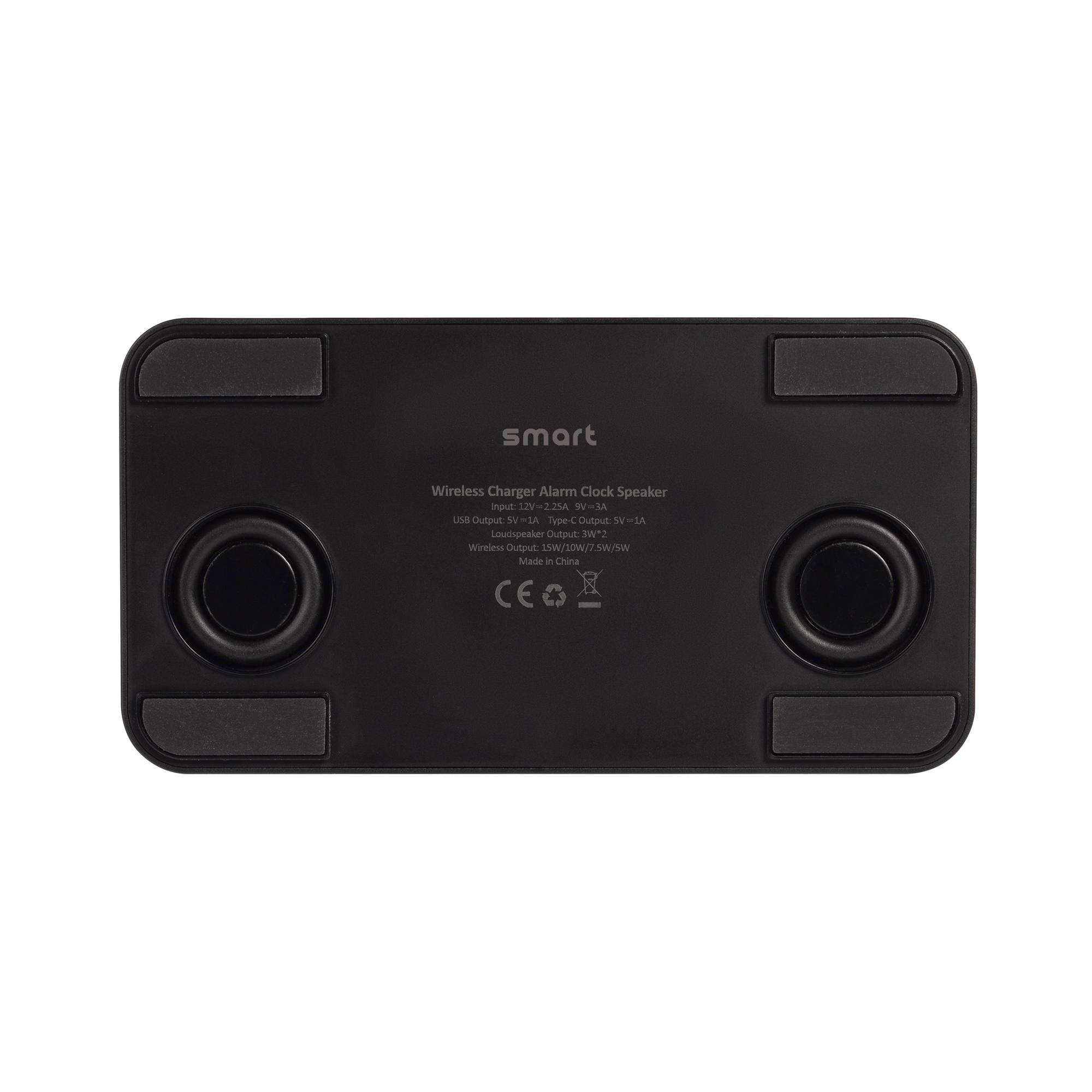 Настольные часы "Smart Box" с bluetooth колонкой (2х3Вт), беспроводным (15W) зарядным устройством и складной подставкой под смартфон-4