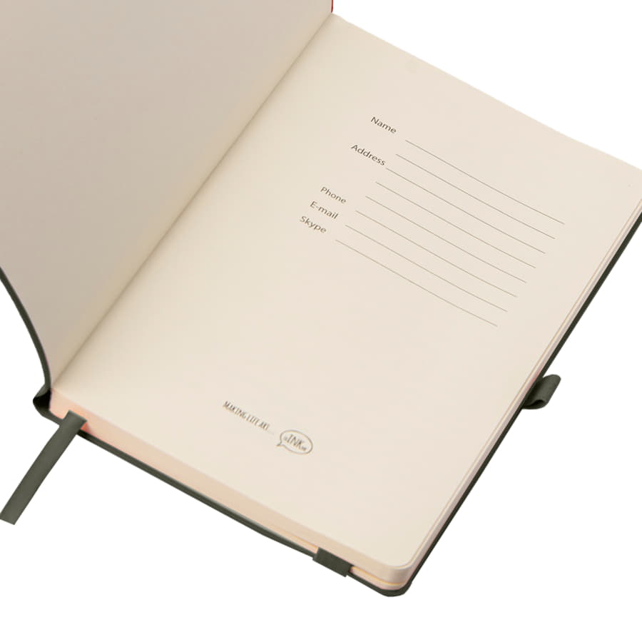 Бизнес-блокнот GRACY на резинке, формат А5, в линейку, темно-серый-4