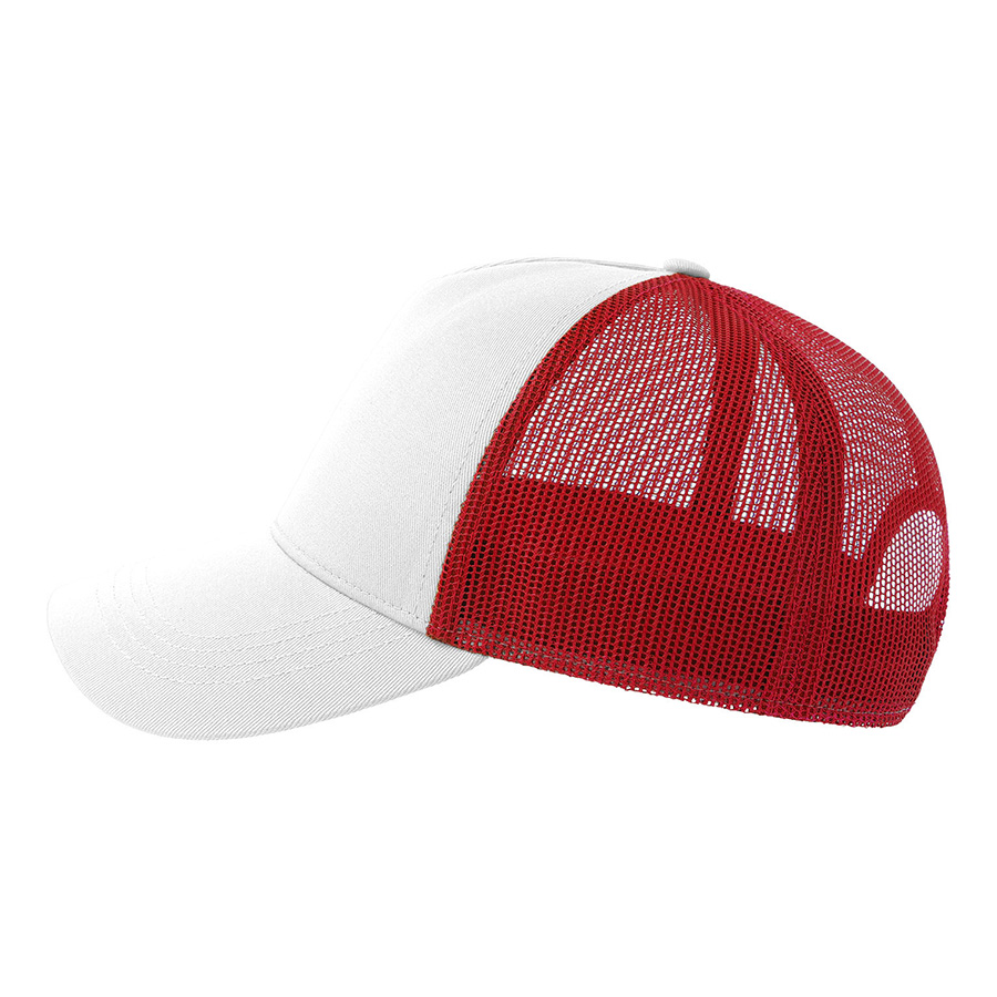 Бейсболка RAPPER COTTON-S, 5 клиньев, пластиковая застёжка, белый, красный-3