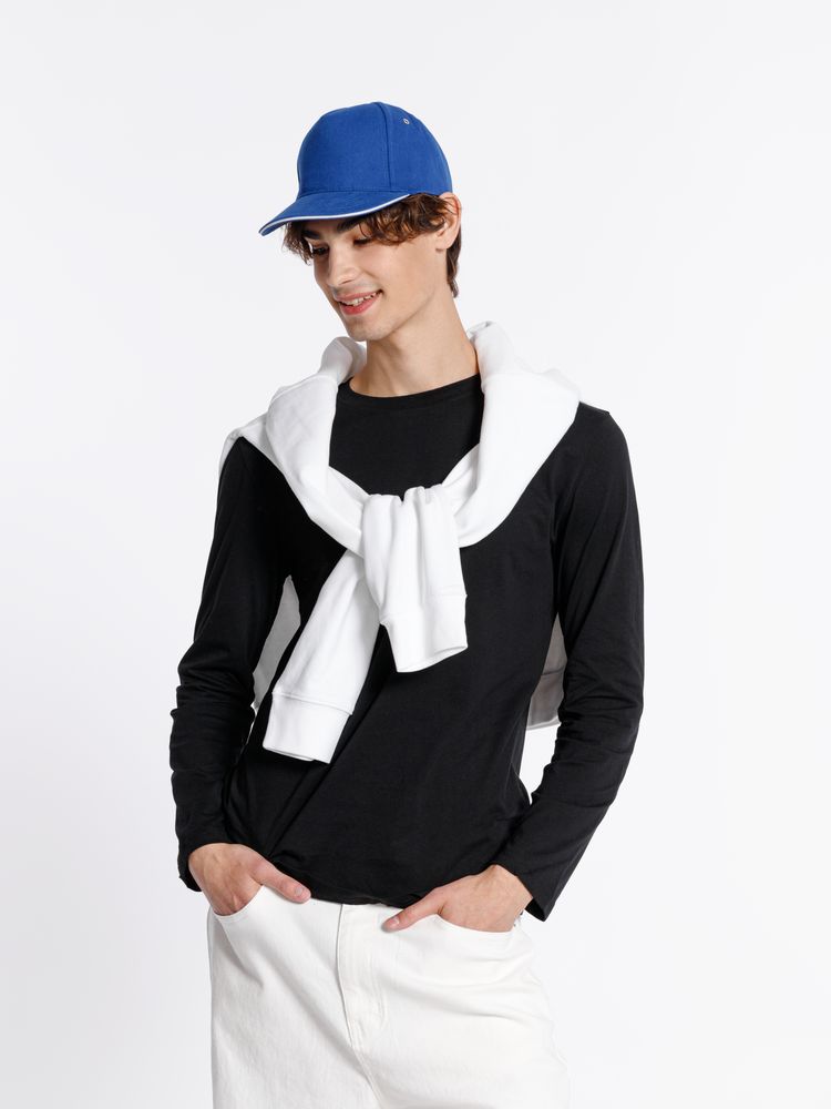 Бейсболка Classic, ярко-синяя с белым кантом-4