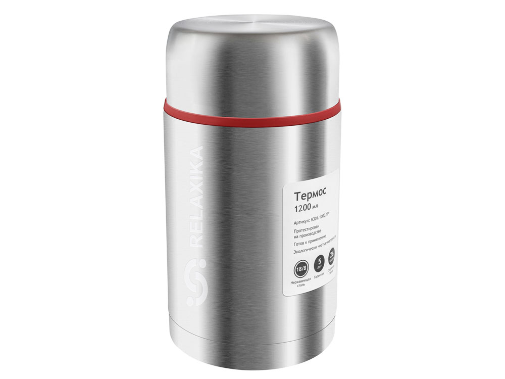 Термос для еды Relaxika 301 в чехле, 1200 мл, стальной-1