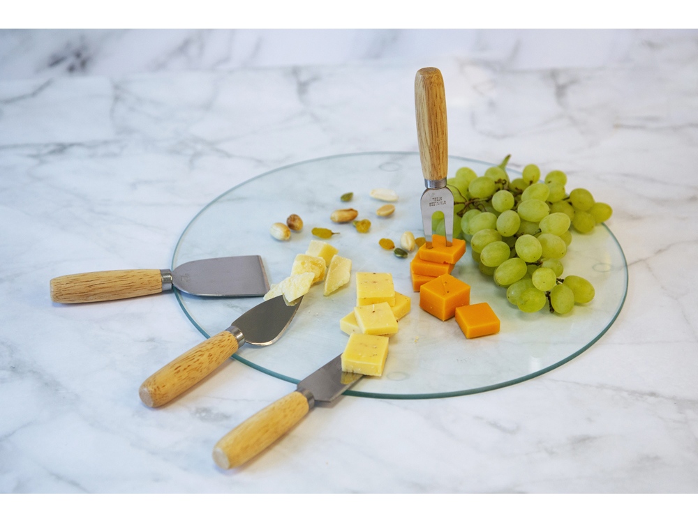 Набор для сыра с круглой стеклянной доской 5в1-9