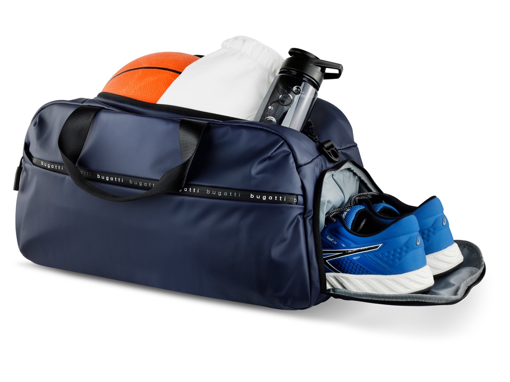 Сумка спортивная BUGATTI Blanc, синяя, тарпаулин/полиэстер, 52х26х27,5 см-4