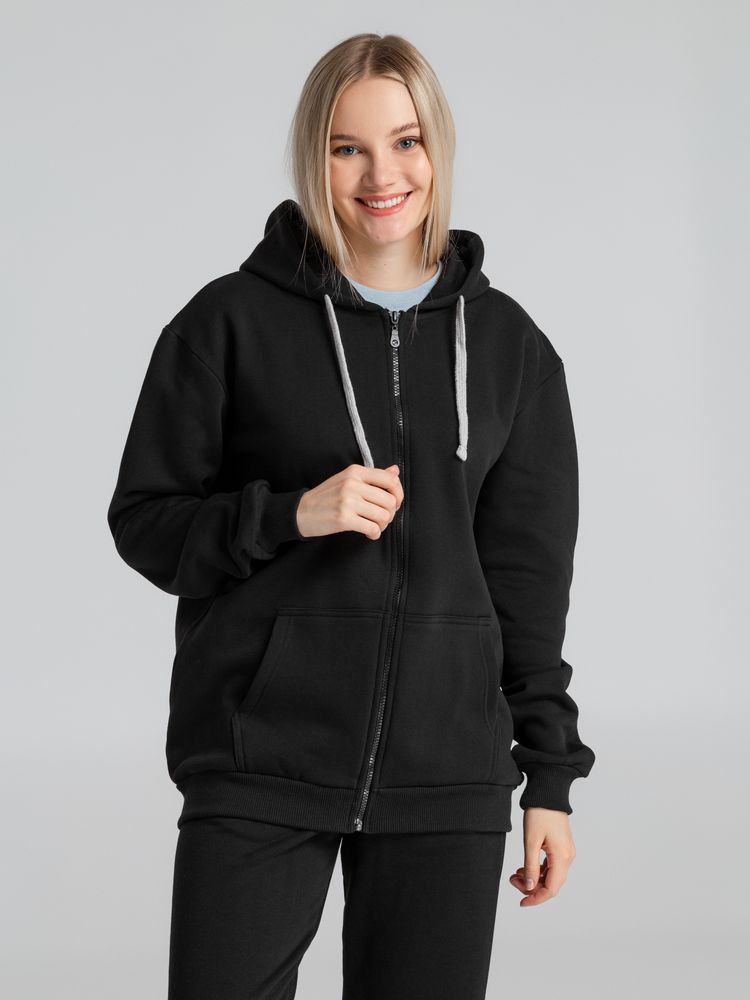 Толстовка на молнии с капюшоном Unit Siverga Heavy, черная-4