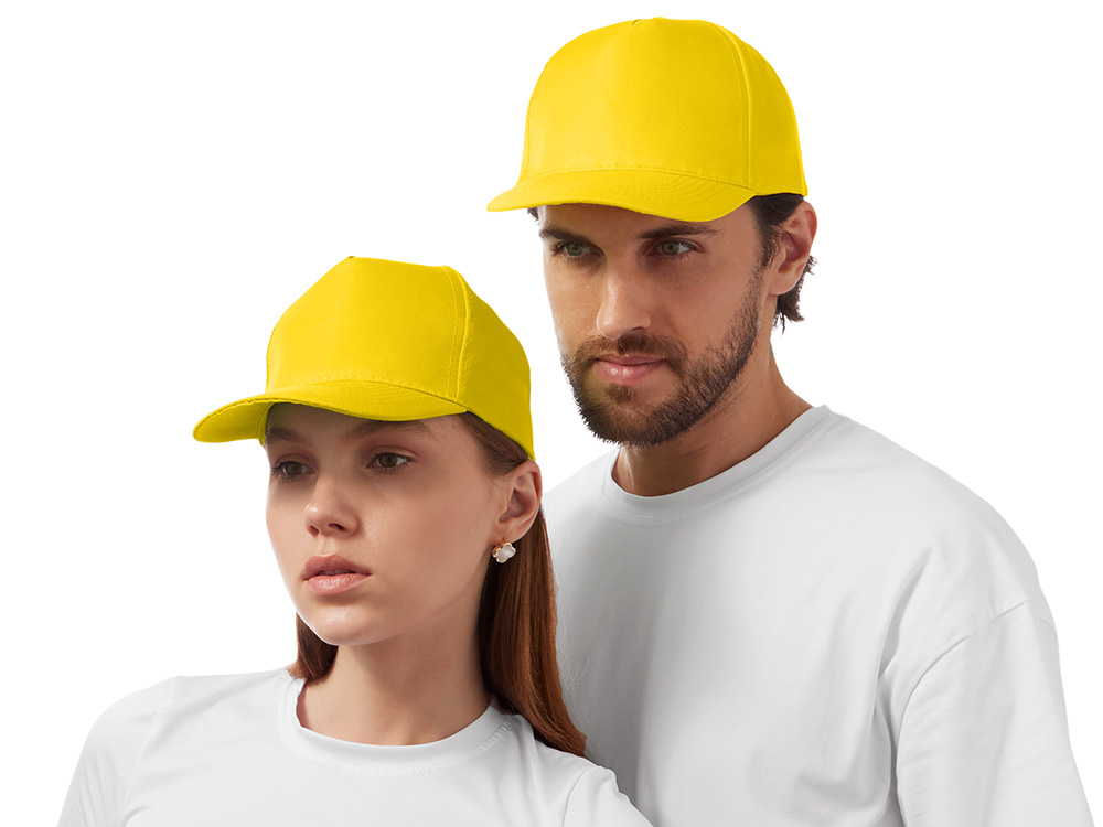 Бейсболка Poly 5-ти панельная 120 гр, желтый-0