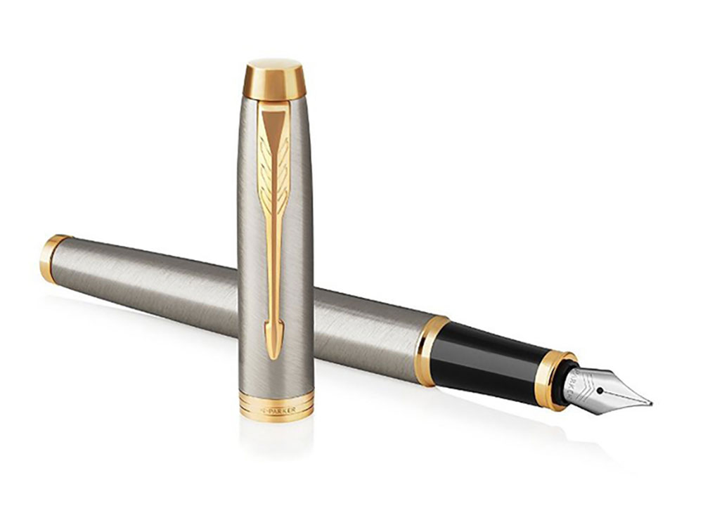 Перьевая ручка Parker IM Metal Brushed Metal GT, перо: F, цвет чернил: blue-2