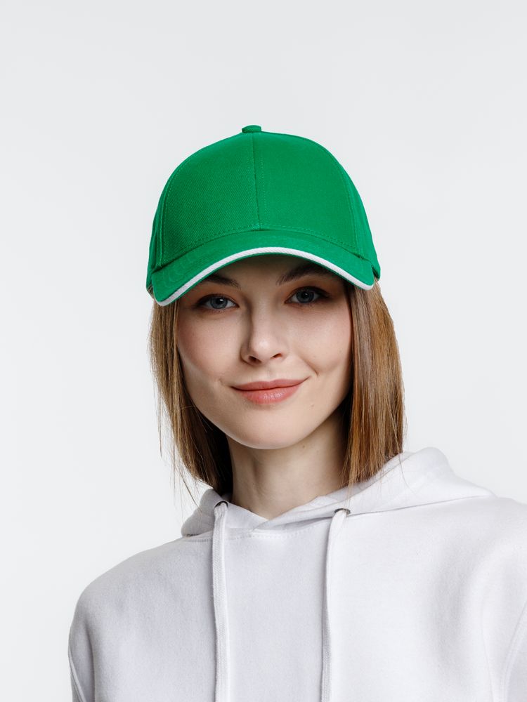 Бейсболка Spiker, зеленая с белым-5