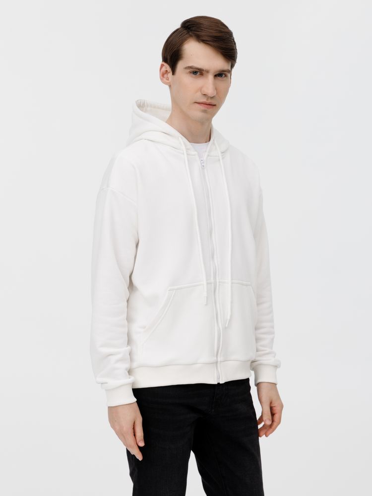 Толстовка унисекс оверсайз на молнии Zippy Terry, белая-5