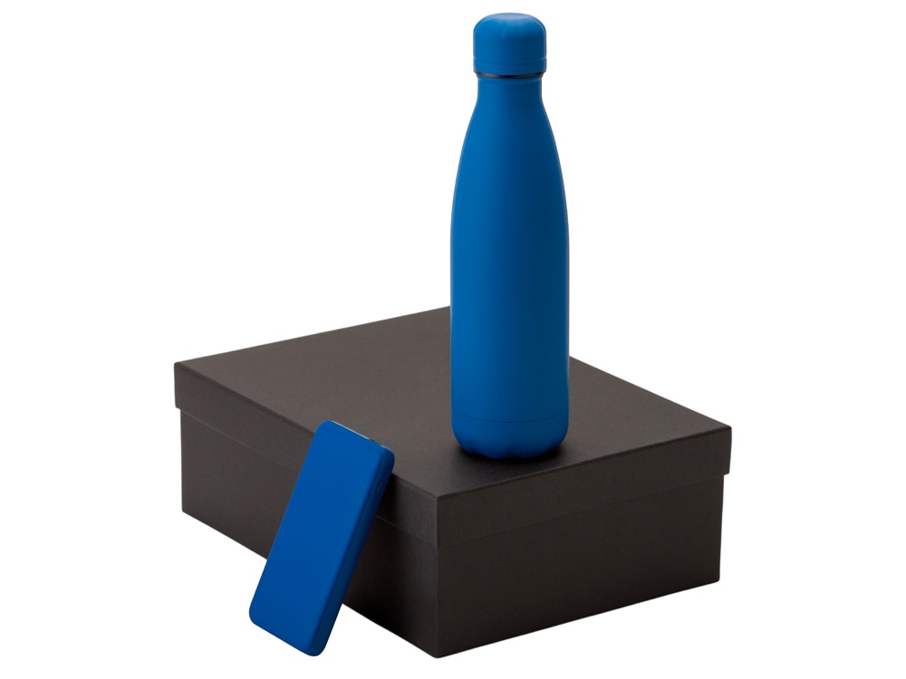 Подарочный набор с термобутылкой и повербанком С2, синий-0