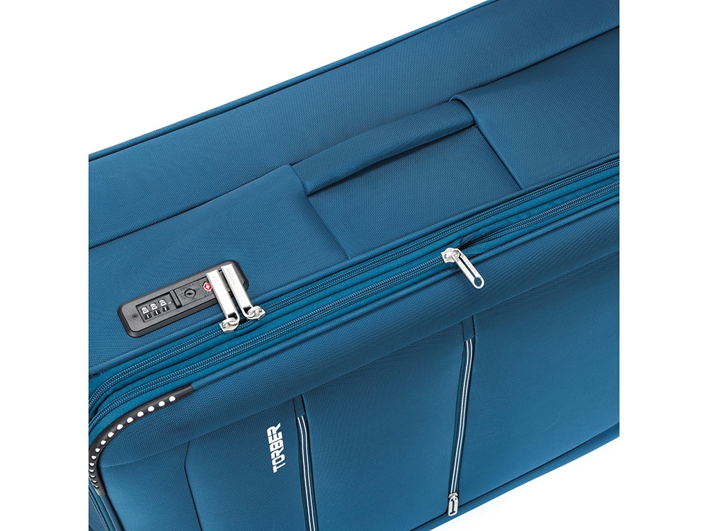 Чемодан TORBER ВИВИ, синий, полиэстер, 48 х 28 х 78 см, 89 л-8
