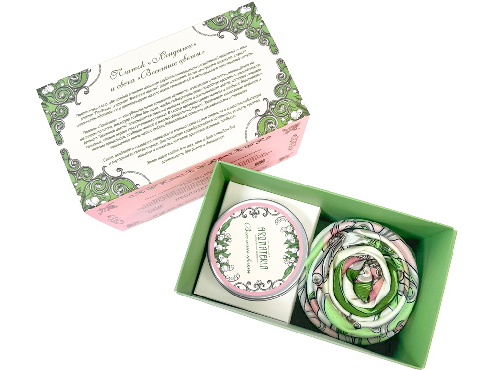 Набор: платок Ландыши и свеча Весенние цветы-0