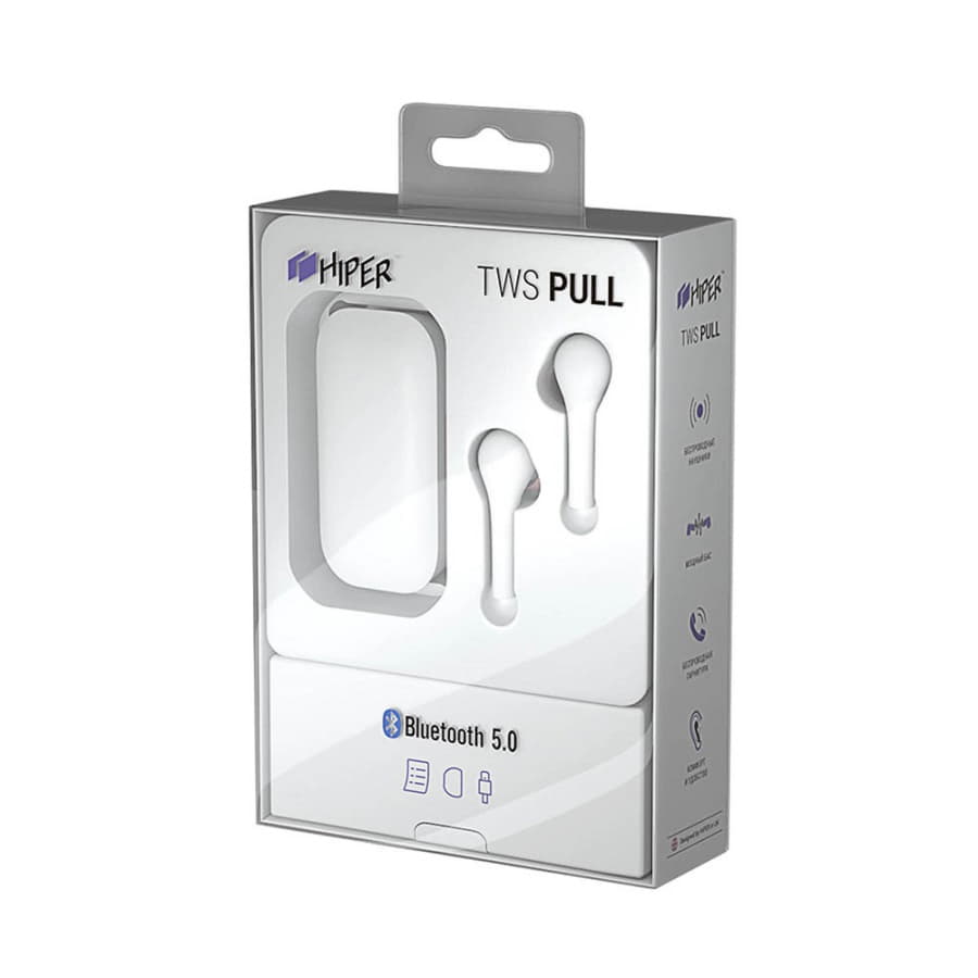 Наушники беспроводные Hiper TWS PULL, белые, белый-2