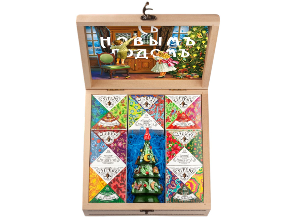 Подарочный набор Народы России с чаем и вареньем в деревянной шкатулке без лого-2