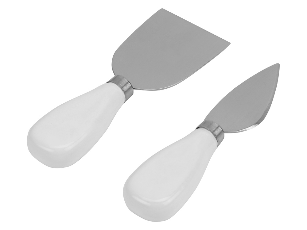 Набор для сыра Cheese Break: 2  ножа керамических на  деревянной подставке, керамическая доска-3